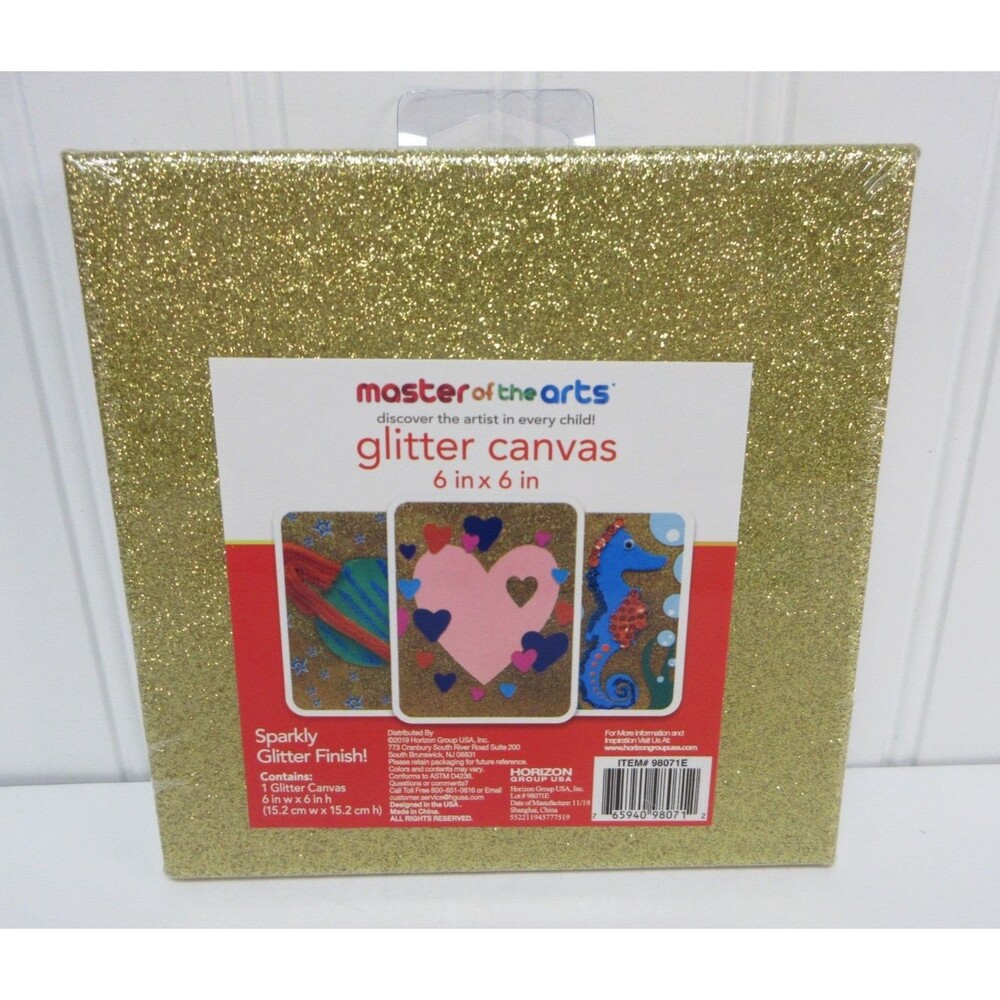 Lot of 4 Glitter Canvas 6”x 6” Sparkly Master Of The Arts Gold New